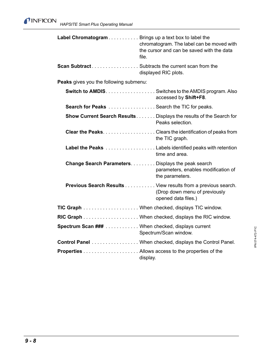 INFICON HAPSITE Smart Plus Chemical Identification System User Manual | Page 316 / 586