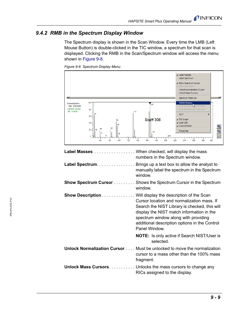 2 rmb in the spectrum display window | INFICON HAPSITE Smart Plus Chemical Identification System User Manual | Page 317 / 586