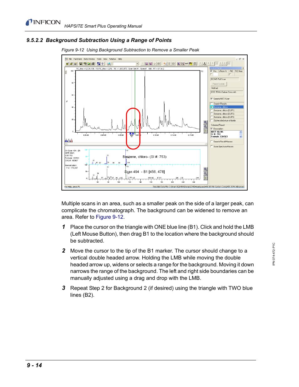 2 background subtraction using a range of points | INFICON HAPSITE Smart Plus Chemical Identification System User Manual | Page 322 / 586