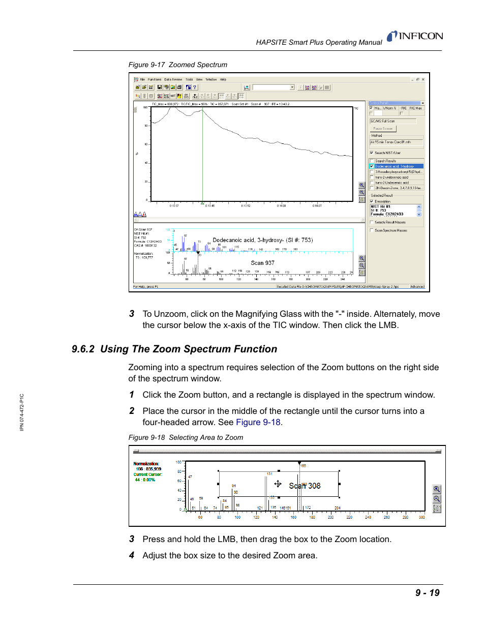 2 using the zoom spectrum function | INFICON HAPSITE Smart Plus Chemical Identification System User Manual | Page 327 / 586