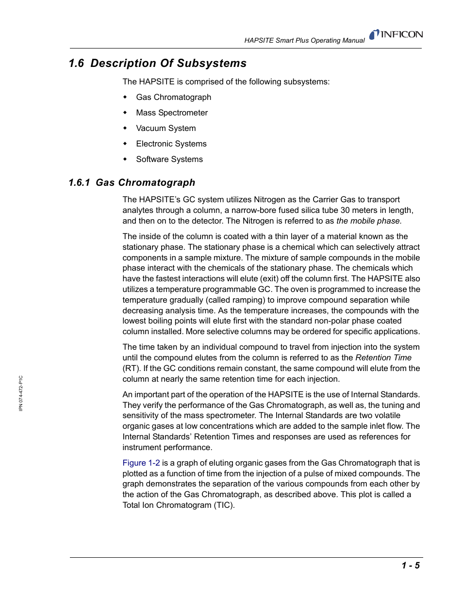 6 description of subsystems, 1 gas chromatograph | INFICON HAPSITE Smart Plus Chemical Identification System User Manual | Page 33 / 586