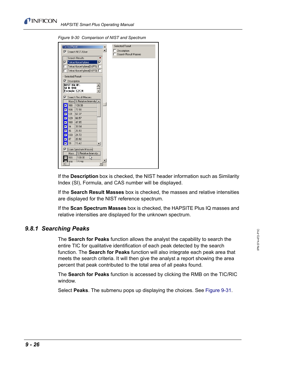 1 searching peaks | INFICON HAPSITE Smart Plus Chemical Identification System User Manual | Page 334 / 586