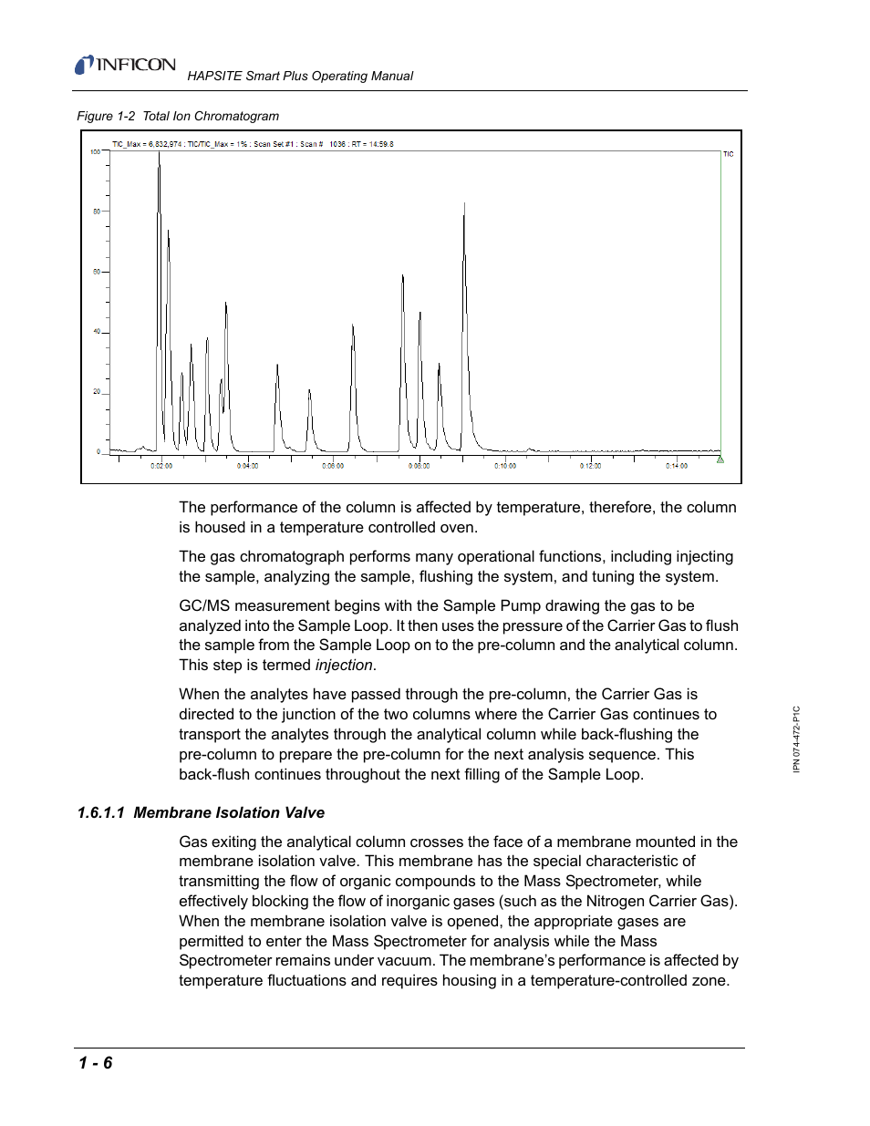 1 membrane isolation valve | INFICON HAPSITE Smart Plus Chemical Identification System User Manual | Page 34 / 586