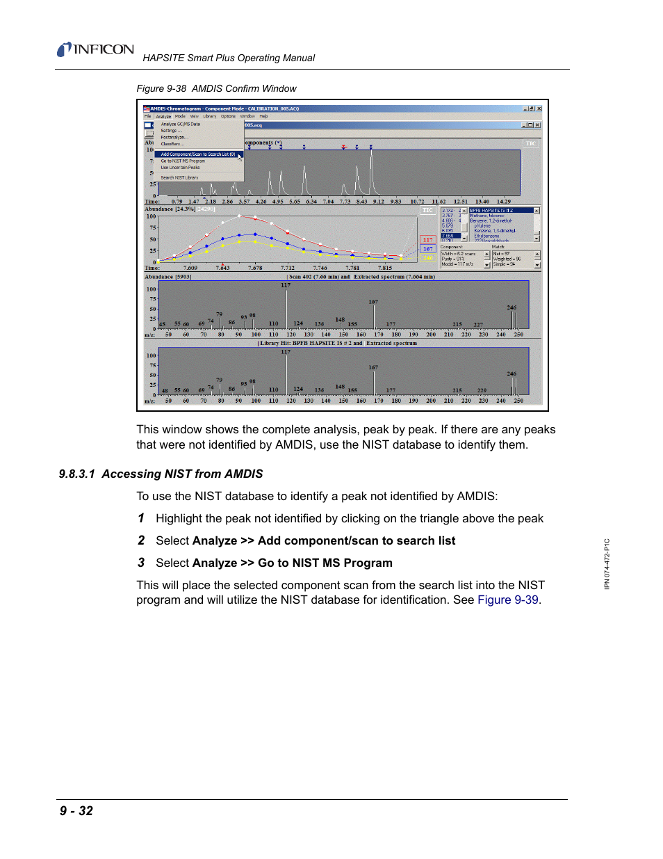 1 accessing nist from amdis | INFICON HAPSITE Smart Plus Chemical Identification System User Manual | Page 340 / 586