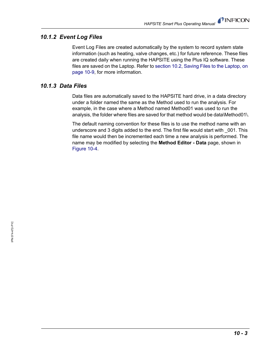 2 event log files, 3 data files | INFICON HAPSITE Smart Plus Chemical Identification System User Manual | Page 349 / 586