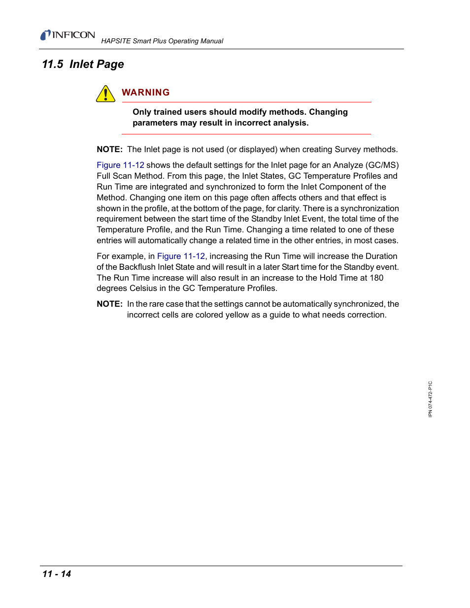 5 inlet page | INFICON HAPSITE Smart Plus Chemical Identification System User Manual | Page 374 / 586