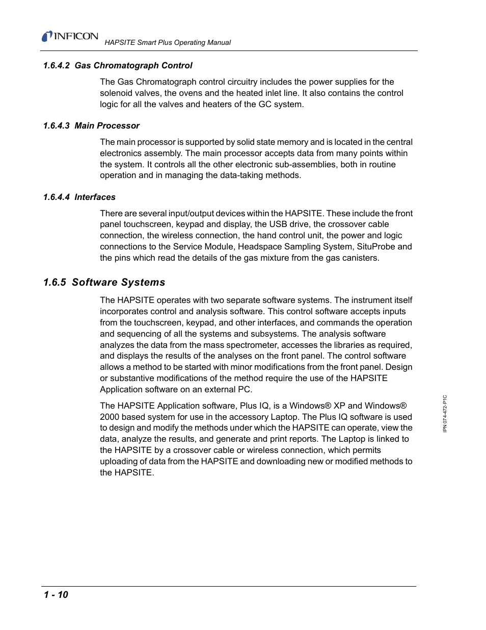 2 gas chromatograph control, 3 main processor, 4 interfaces | 5 software systems | INFICON HAPSITE Smart Plus Chemical Identification System User Manual | Page 38 / 586