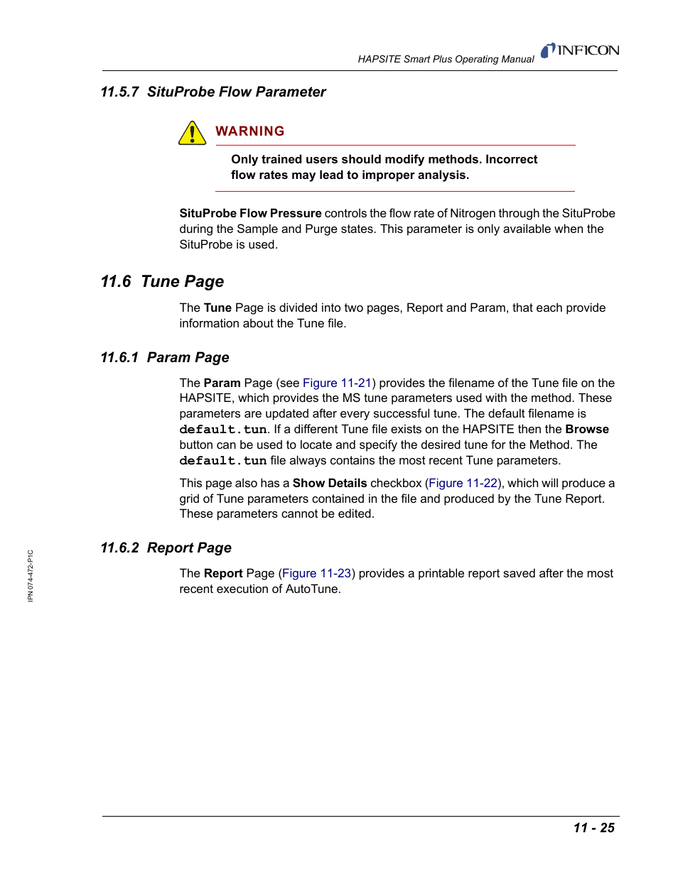 7 situprobe flow parameter, 6 tune page, 1 param page | 2 report page | INFICON HAPSITE Smart Plus Chemical Identification System User Manual | Page 385 / 586