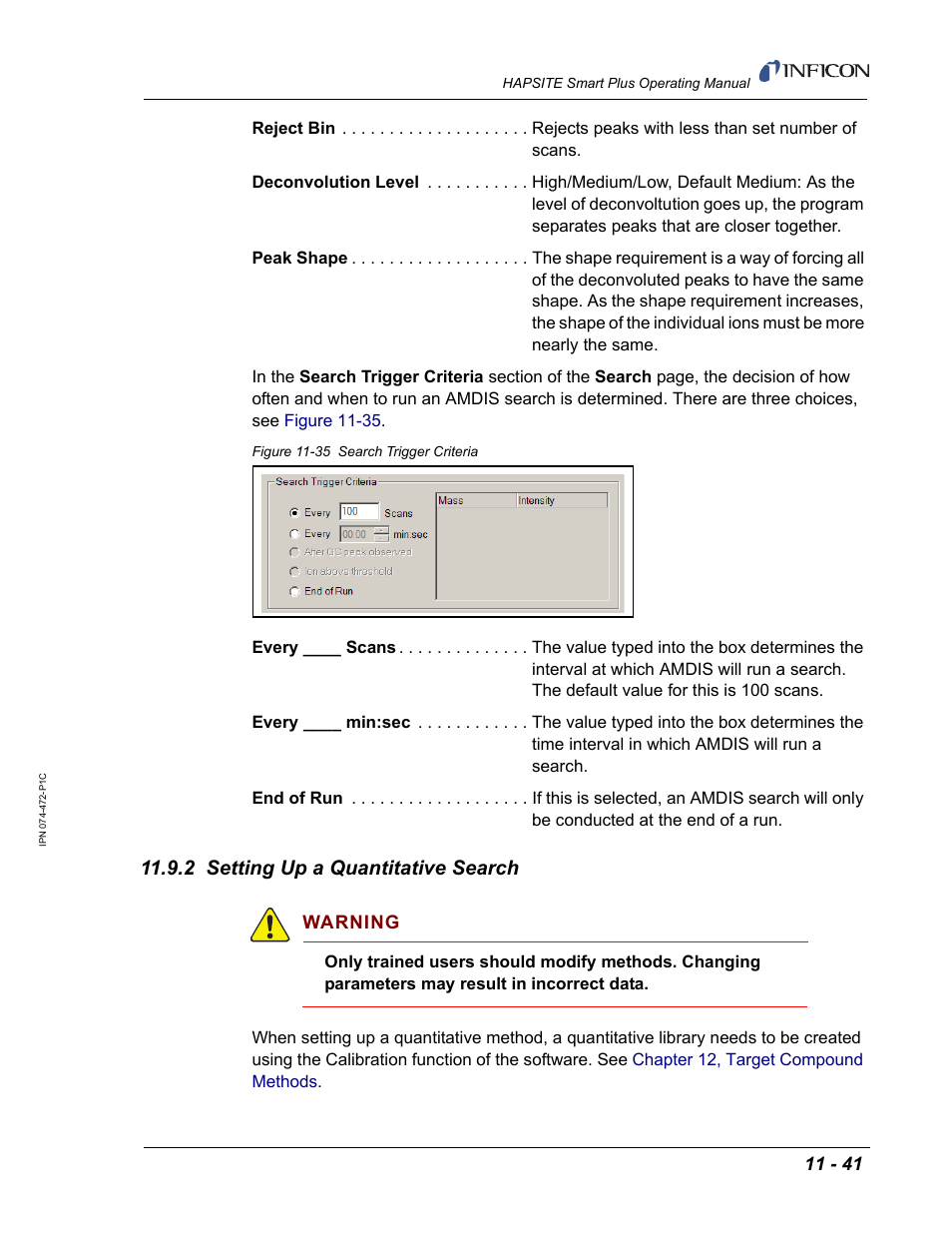 2 setting up a quantitative search | INFICON HAPSITE Smart Plus Chemical Identification System User Manual | Page 401 / 586