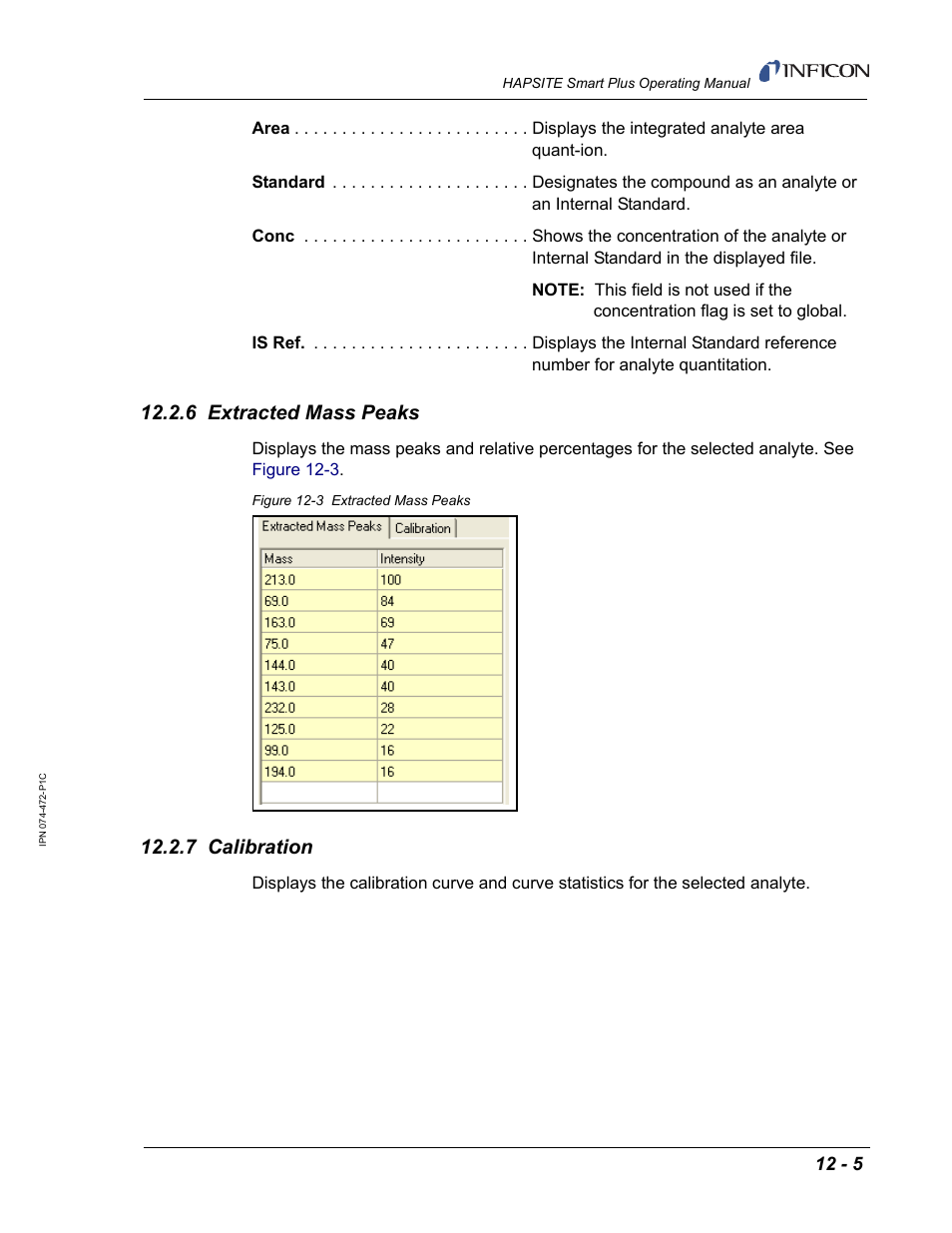 6 extracted mass peaks, 7 calibration | INFICON HAPSITE Smart Plus Chemical Identification System User Manual | Page 423 / 586