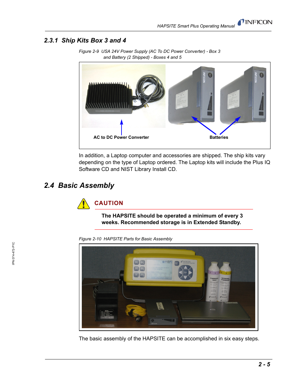 1 ship kits box 3 and 4, 4 basic assembly, Caution | INFICON HAPSITE Smart Plus Chemical Identification System User Manual | Page 43 / 586