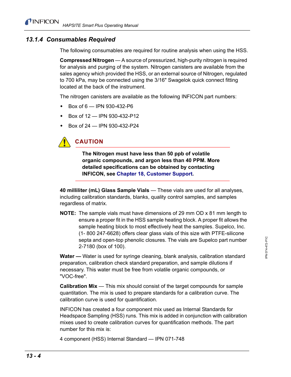 4 consumables required | INFICON HAPSITE Smart Plus Chemical Identification System User Manual | Page 442 / 586