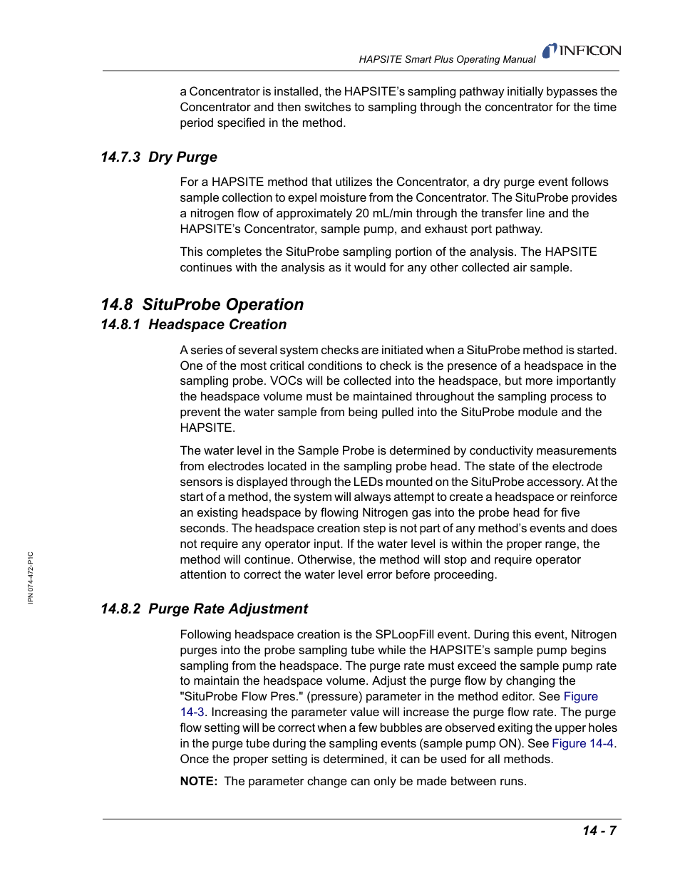 3 dry purge, 8 situprobe operation, 1 headspace creation | 2 purge rate adjustment | INFICON HAPSITE Smart Plus Chemical Identification System User Manual | Page 465 / 586