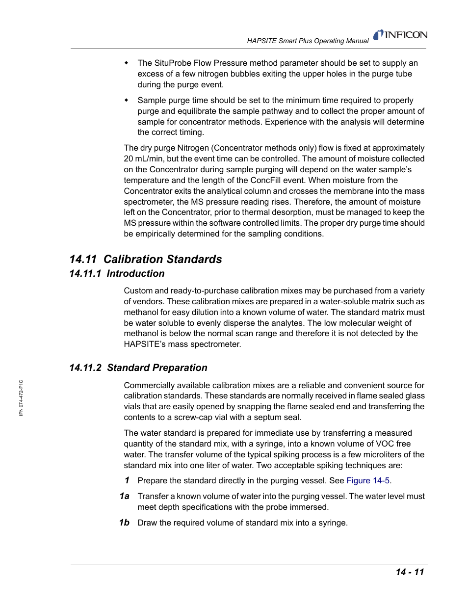 11 calibration standards, 1 introduction, 2 standard preparation | INFICON HAPSITE Smart Plus Chemical Identification System User Manual | Page 469 / 586