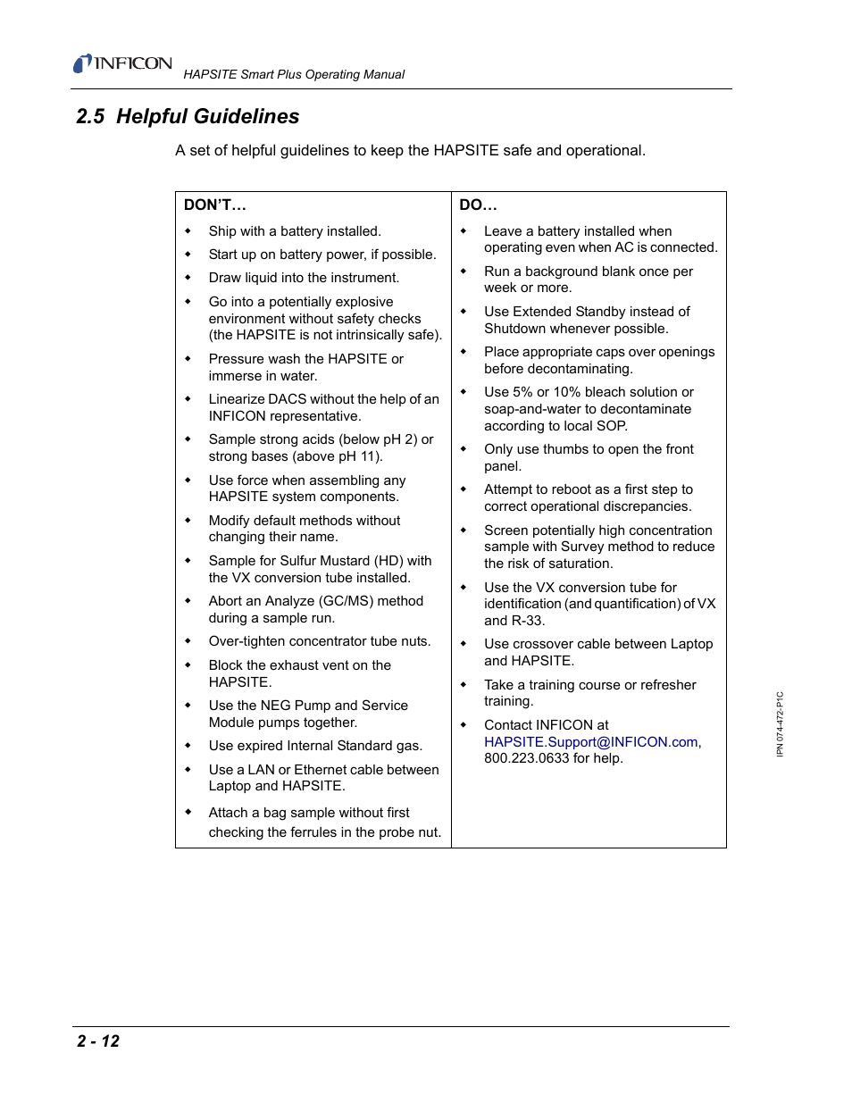 5 helpful guidelines | INFICON HAPSITE Smart Plus Chemical Identification System User Manual | Page 50 / 586
