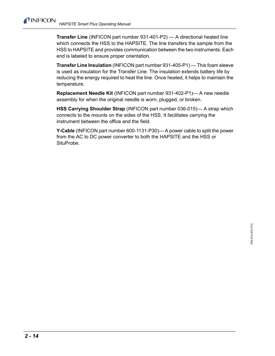 INFICON HAPSITE Smart Plus Chemical Identification System User Manual | Page 52 / 586