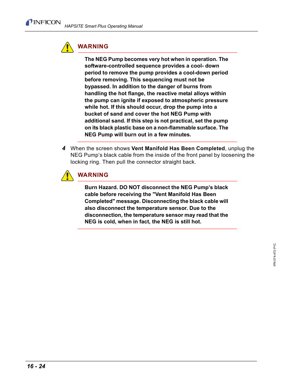 Warning | INFICON HAPSITE Smart Plus Chemical Identification System User Manual | Page 522 / 586