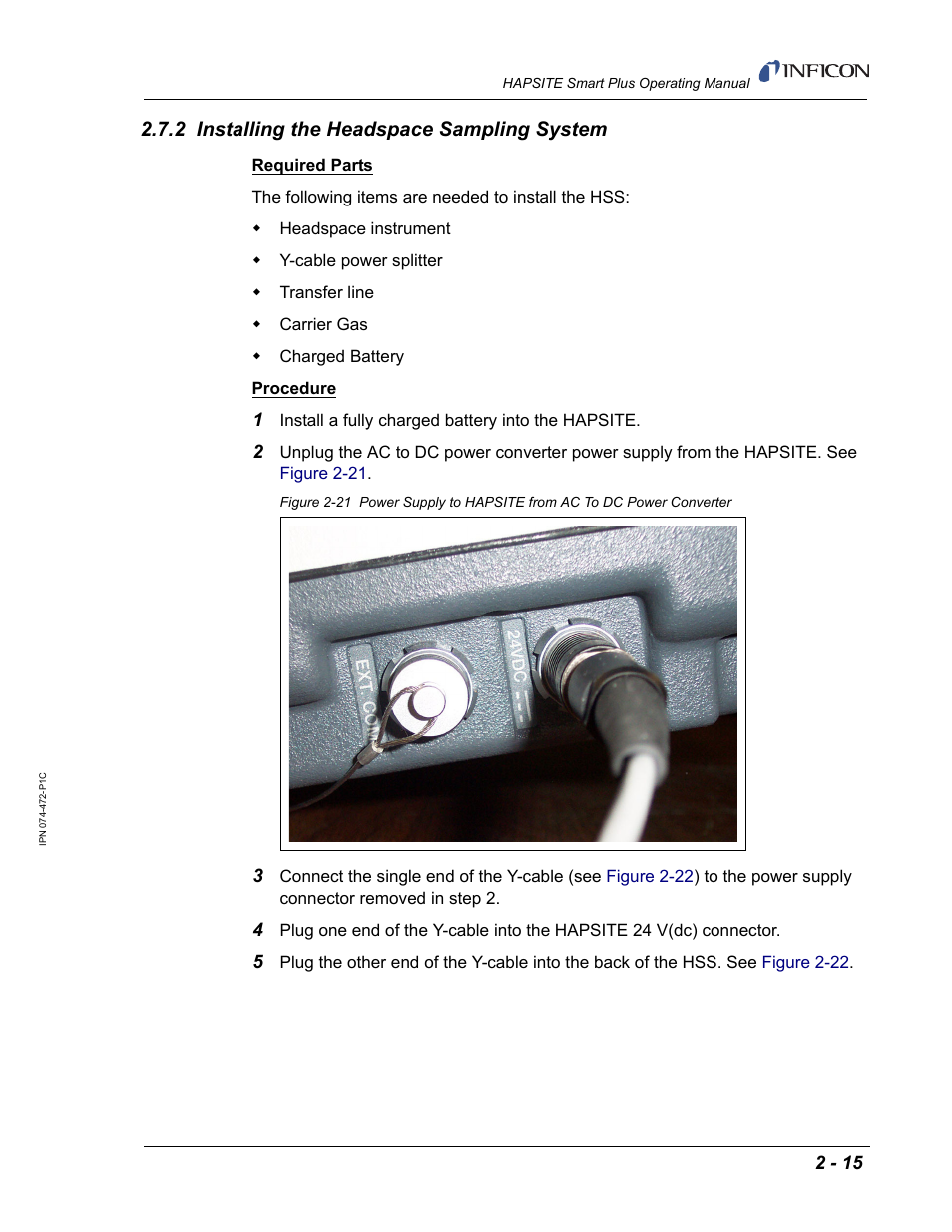 2 installing the headspace sampling system | INFICON HAPSITE Smart Plus Chemical Identification System User Manual | Page 53 / 586