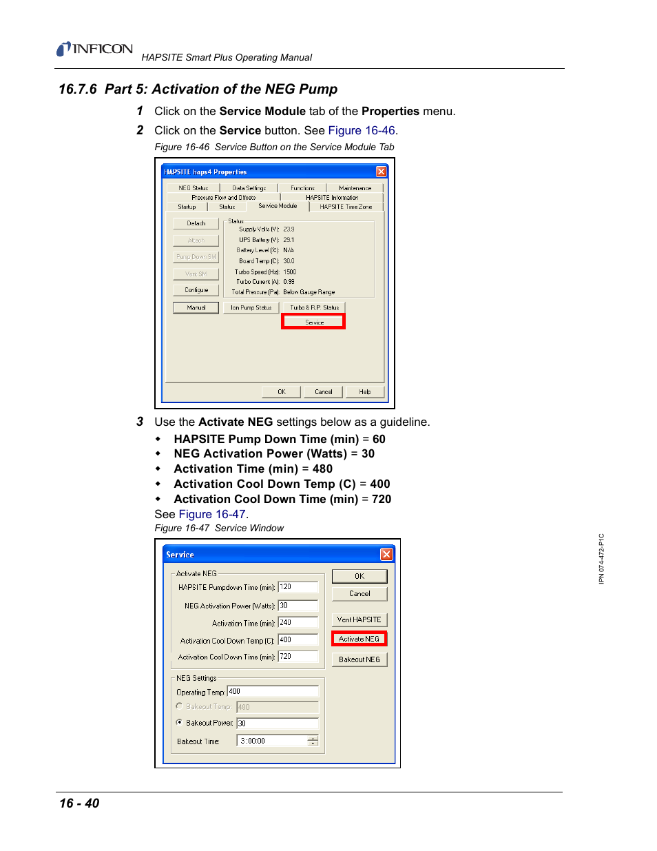 6 part 5: activation of the neg pump | INFICON HAPSITE Smart Plus Chemical Identification System User Manual | Page 538 / 586