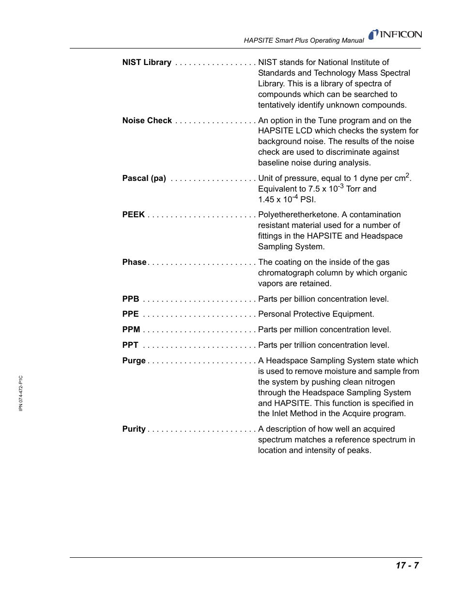 INFICON HAPSITE Smart Plus Chemical Identification System User Manual | Page 555 / 586