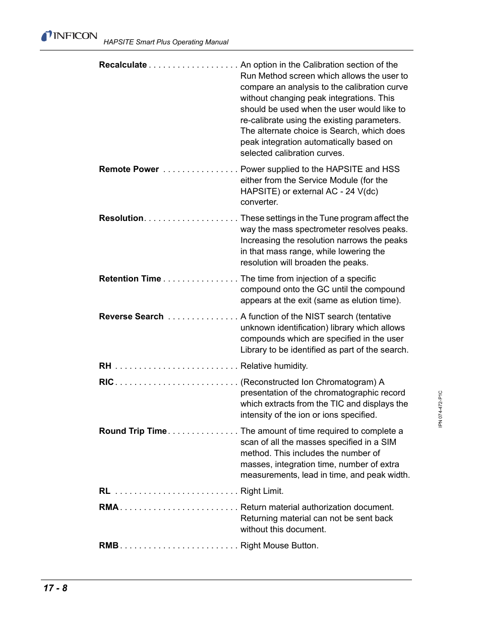 INFICON HAPSITE Smart Plus Chemical Identification System User Manual | Page 556 / 586