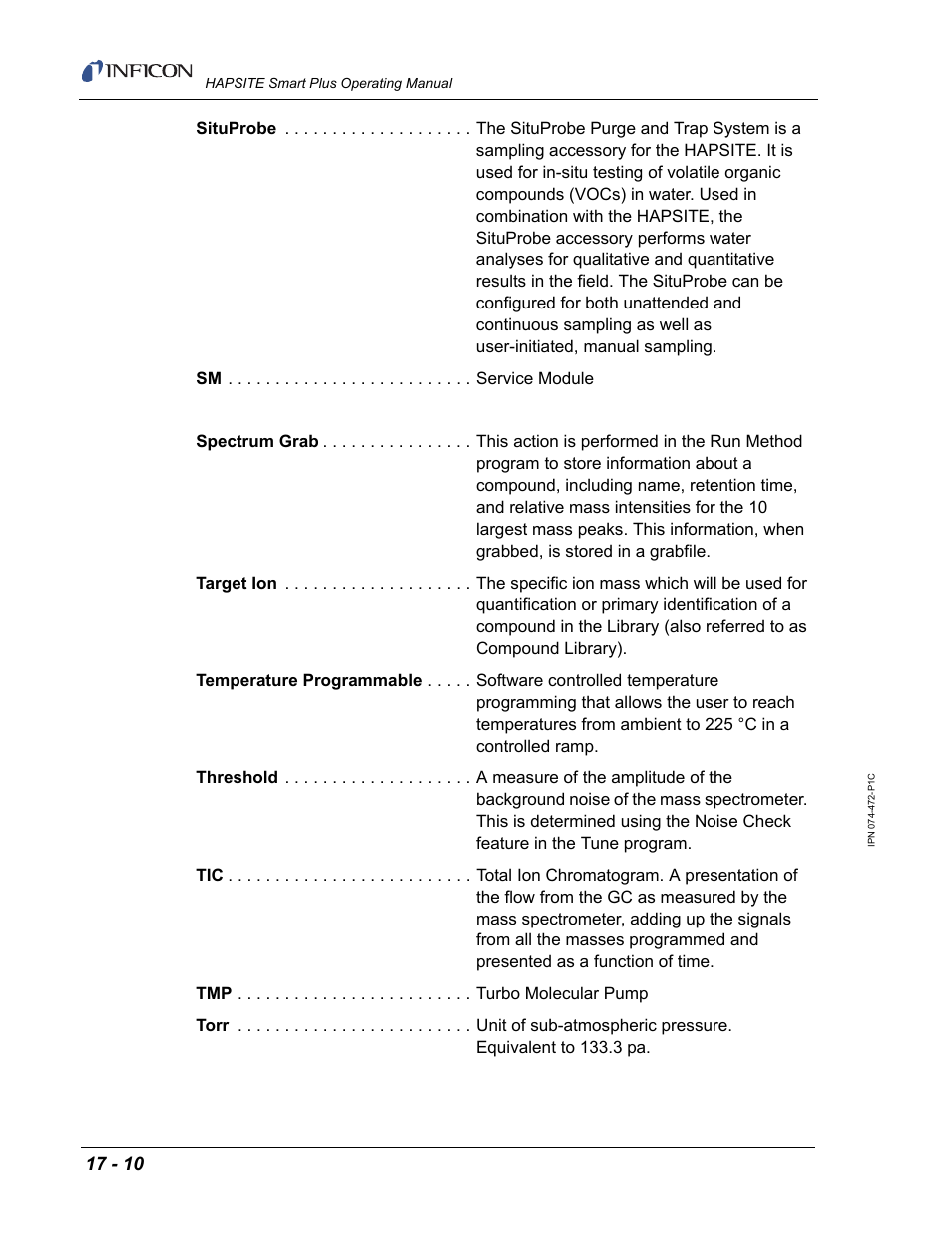 INFICON HAPSITE Smart Plus Chemical Identification System User Manual | Page 558 / 586