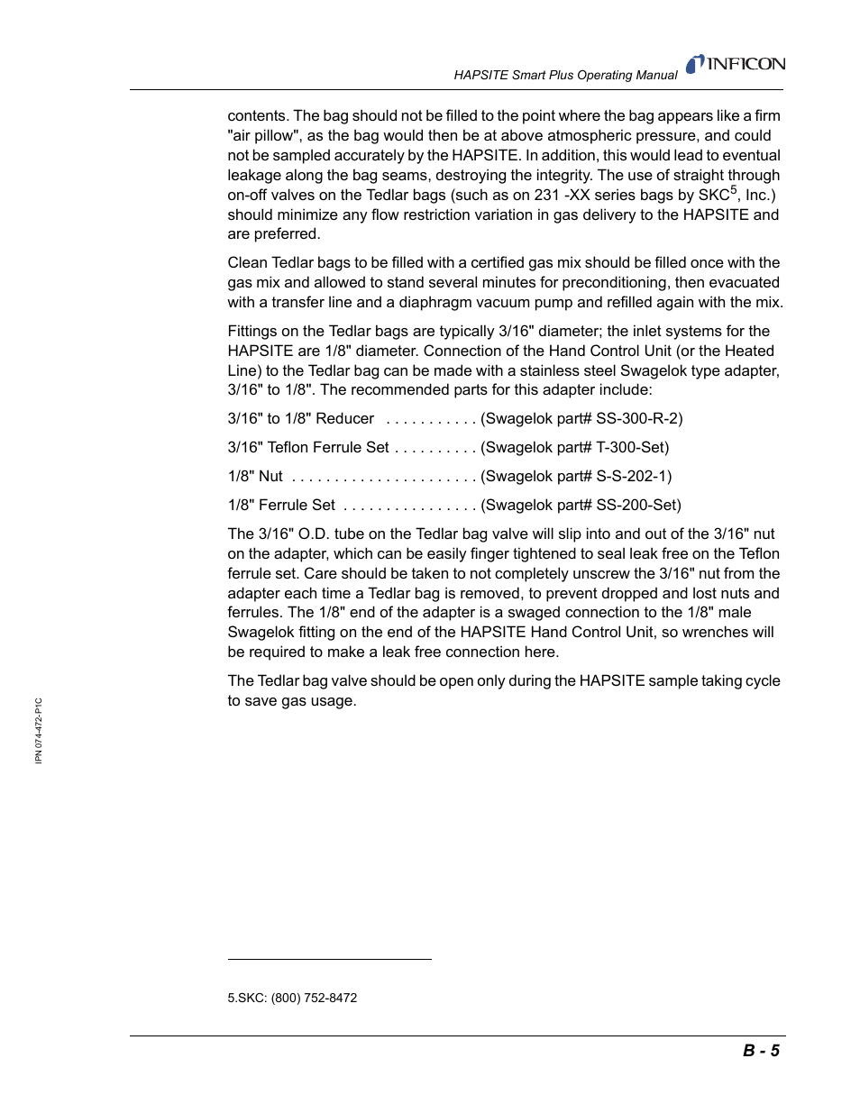 B - 5 | INFICON HAPSITE Smart Plus Chemical Identification System User Manual | Page 575 / 586