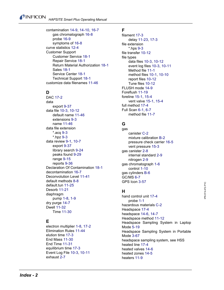 INFICON HAPSITE Smart Plus Chemical Identification System User Manual | Page 582 / 586