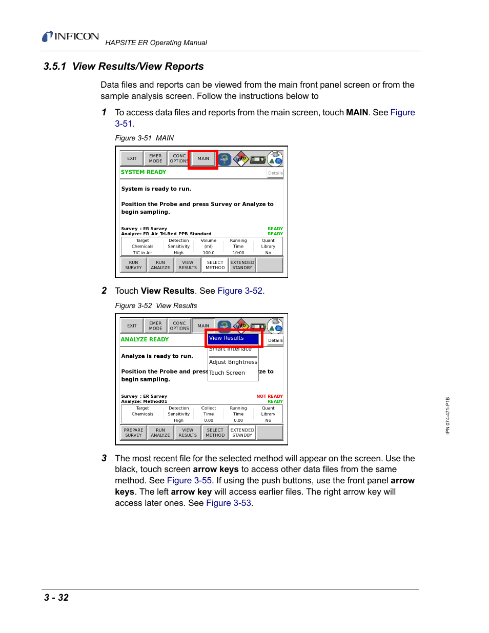 1 view results/view reports, Refer to | INFICON HAPSITE ER Chemical Identification System User Manual | Page 116 / 560