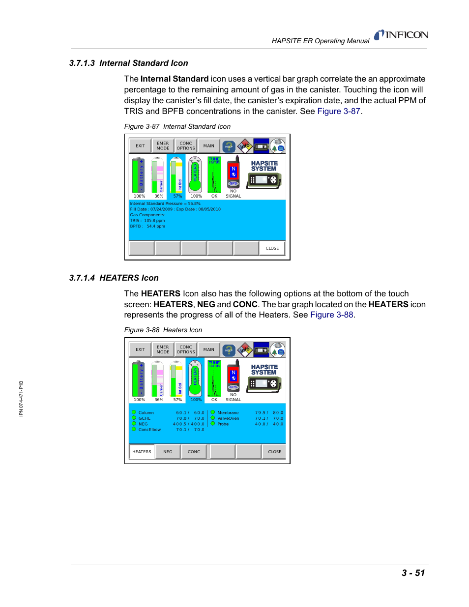 3 internal standard icon, 4 heaters icon | INFICON HAPSITE ER Chemical Identification System User Manual | Page 135 / 560