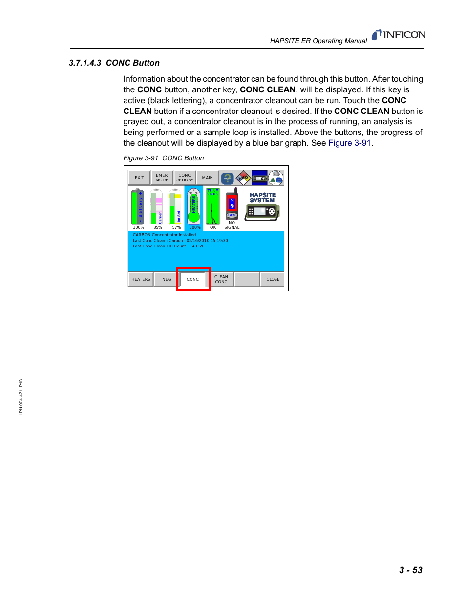 3 conc button | INFICON HAPSITE ER Chemical Identification System User Manual | Page 137 / 560