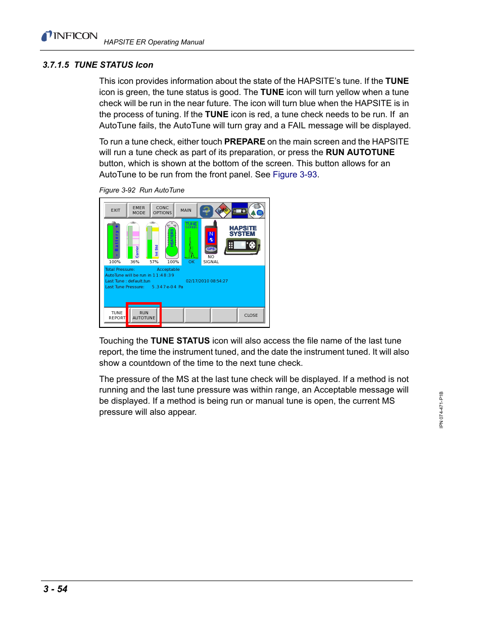 5 tune status icon | INFICON HAPSITE ER Chemical Identification System User Manual | Page 138 / 560