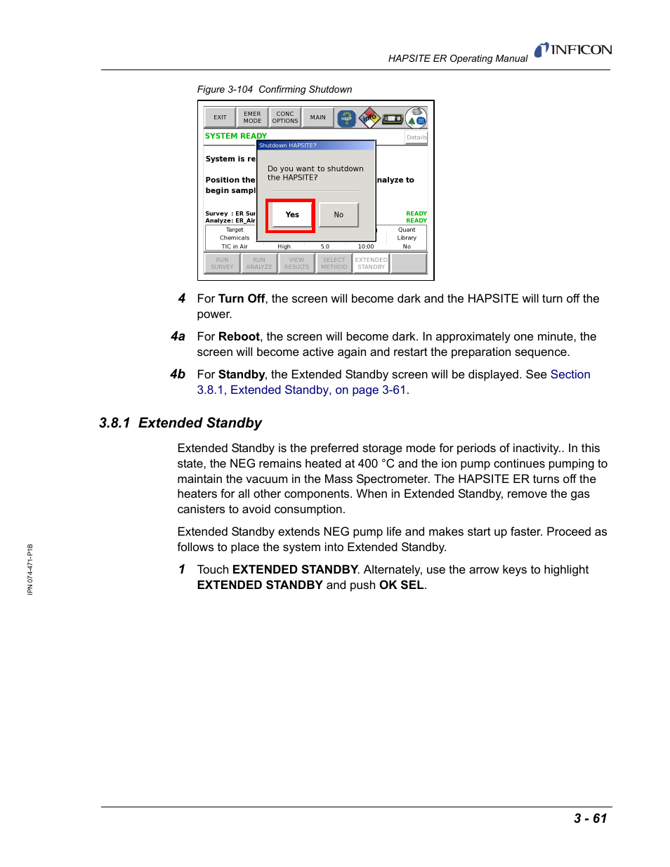 1 extended standby | INFICON HAPSITE ER Chemical Identification System User Manual | Page 145 / 560