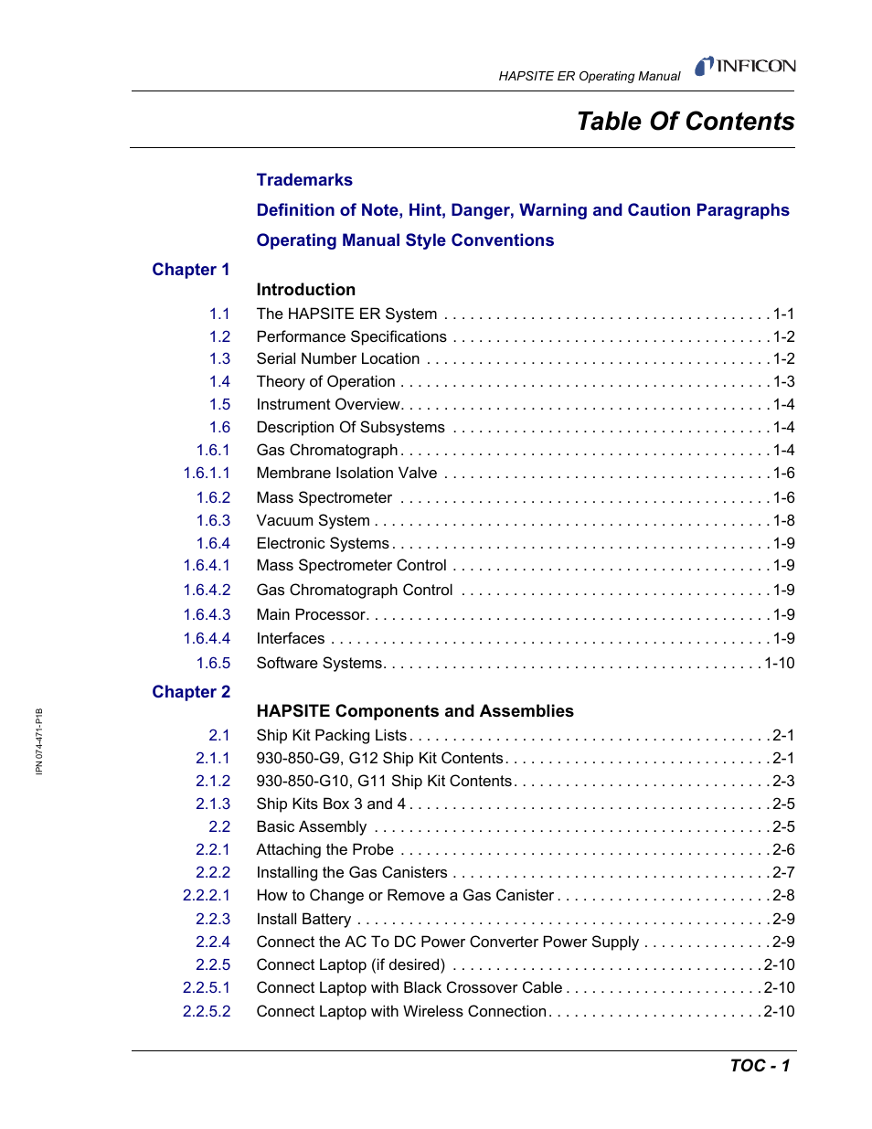 INFICON HAPSITE ER Chemical Identification System User Manual | Page 15 / 560