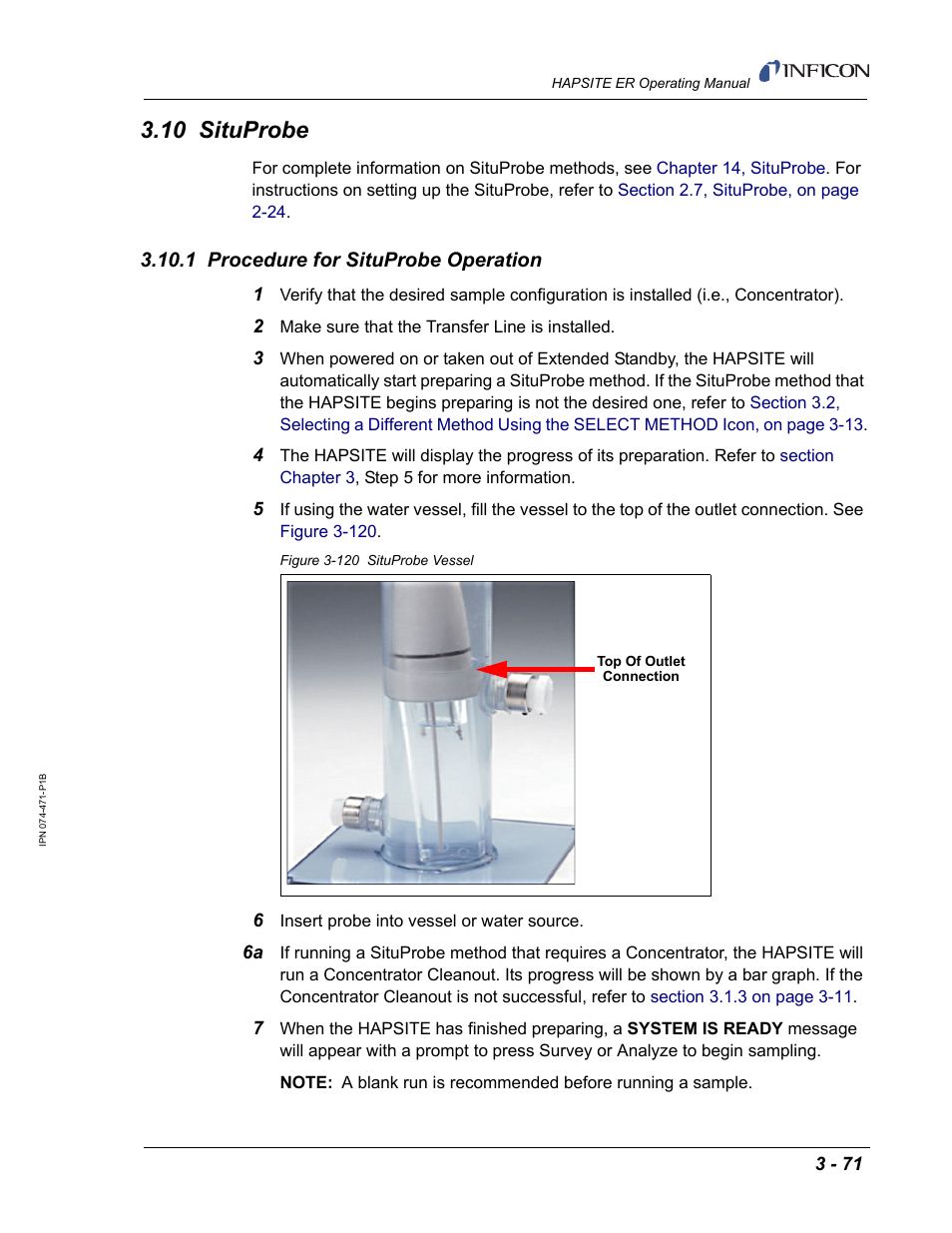 10 situprobe, 1 procedure for situprobe operation | INFICON HAPSITE ER Chemical Identification System User Manual | Page 155 / 560