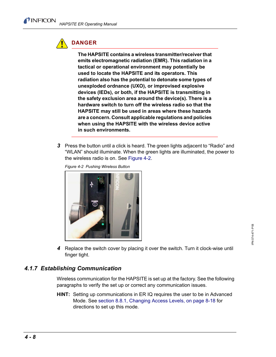 7 establishing communication | INFICON HAPSITE ER Chemical Identification System User Manual | Page 168 / 560