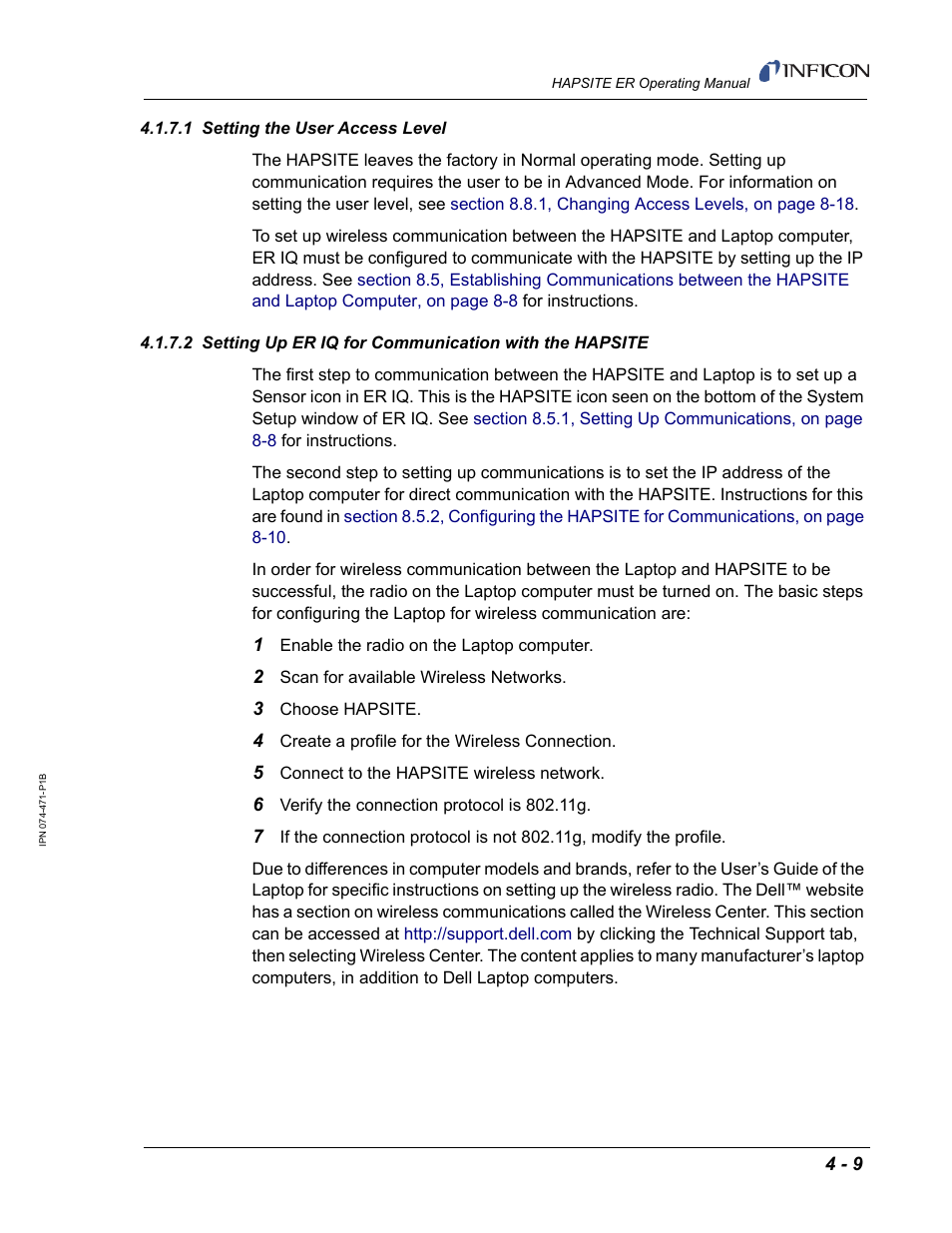 1 setting the user access level | INFICON HAPSITE ER Chemical Identification System User Manual | Page 169 / 560