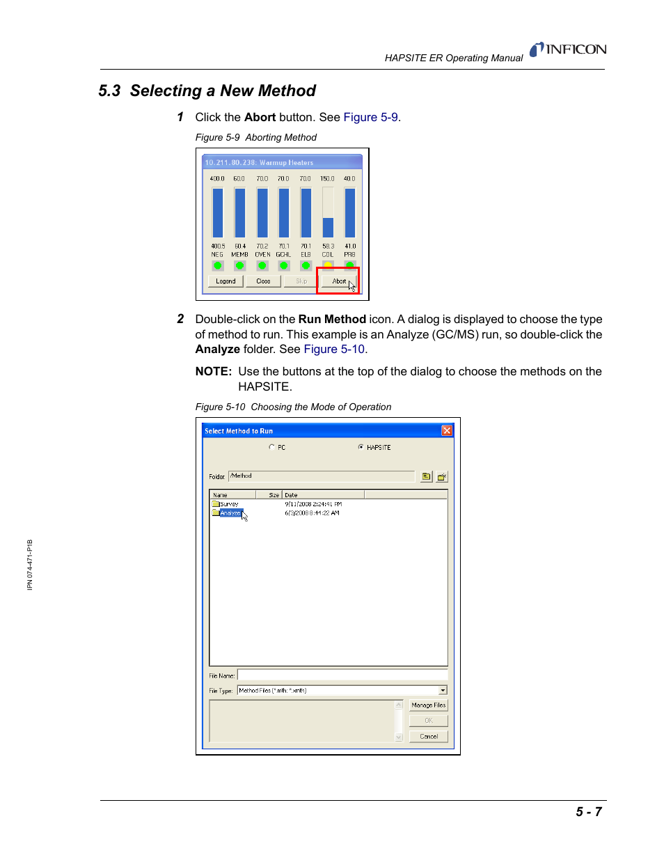 3 selecting a new method, Section 5.3, selecting a | INFICON HAPSITE ER Chemical Identification System User Manual | Page 201 / 560