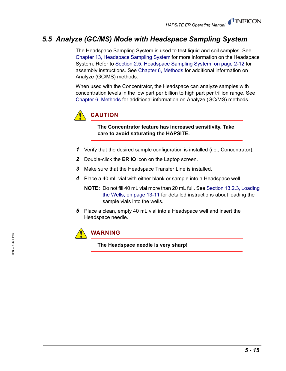 INFICON HAPSITE ER Chemical Identification System User Manual | Page 209 / 560