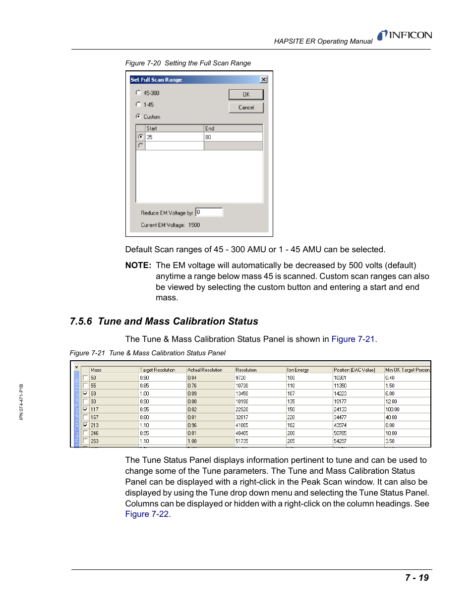 6 tune and mass calibration status | INFICON HAPSITE ER Chemical Identification System User Manual | Page 245 / 560