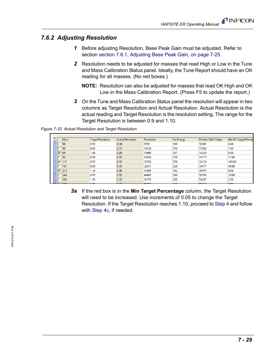 2 adjusting resolution | INFICON HAPSITE ER Chemical Identification System User Manual | Page 255 / 560