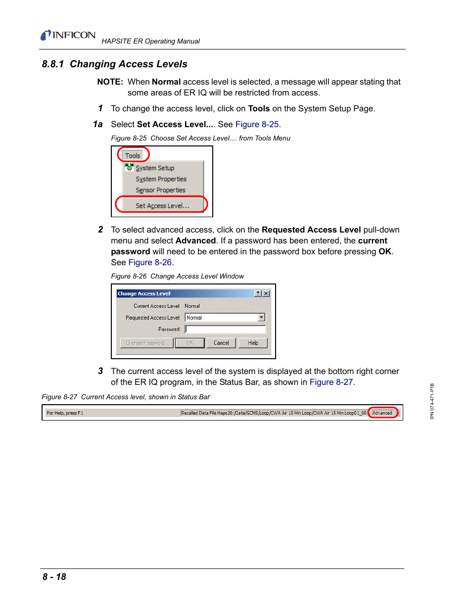 1 changing access levels, Section | INFICON HAPSITE ER Chemical Identification System User Manual | Page 278 / 560