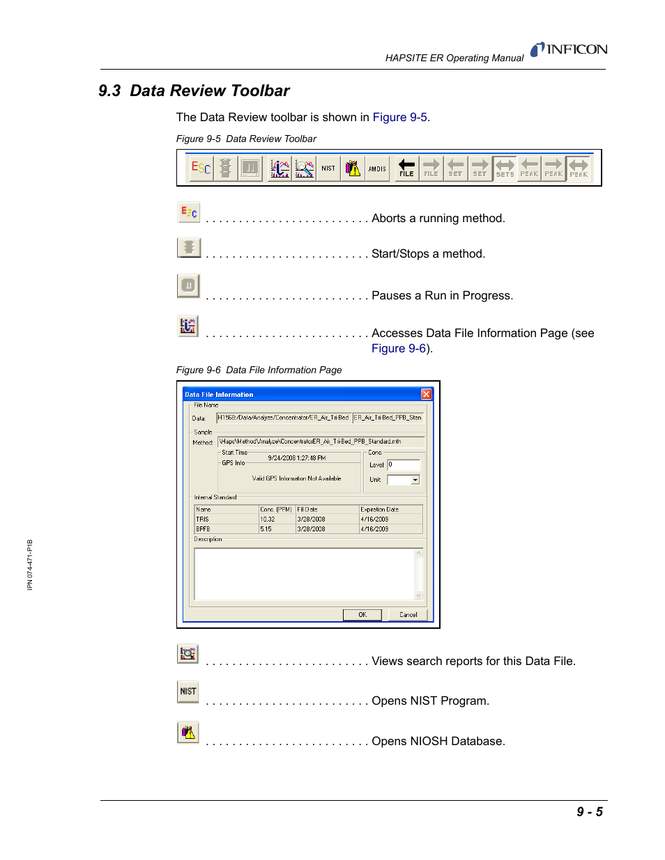 3 data review toolbar | INFICON HAPSITE ER Chemical Identification System User Manual | Page 291 / 560