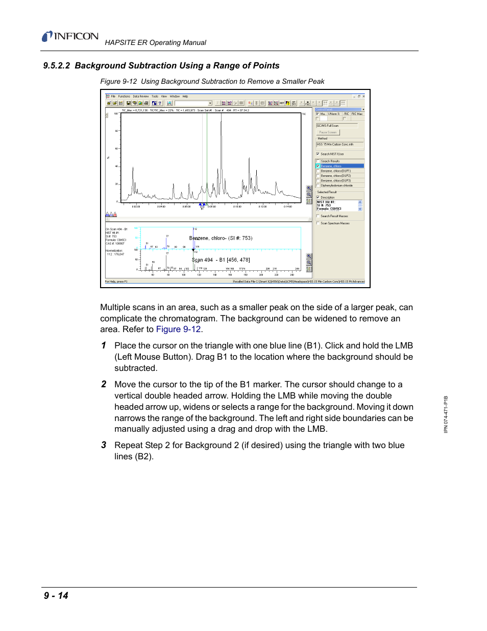 2 background subtraction using a range of points | INFICON HAPSITE ER Chemical Identification System User Manual | Page 300 / 560