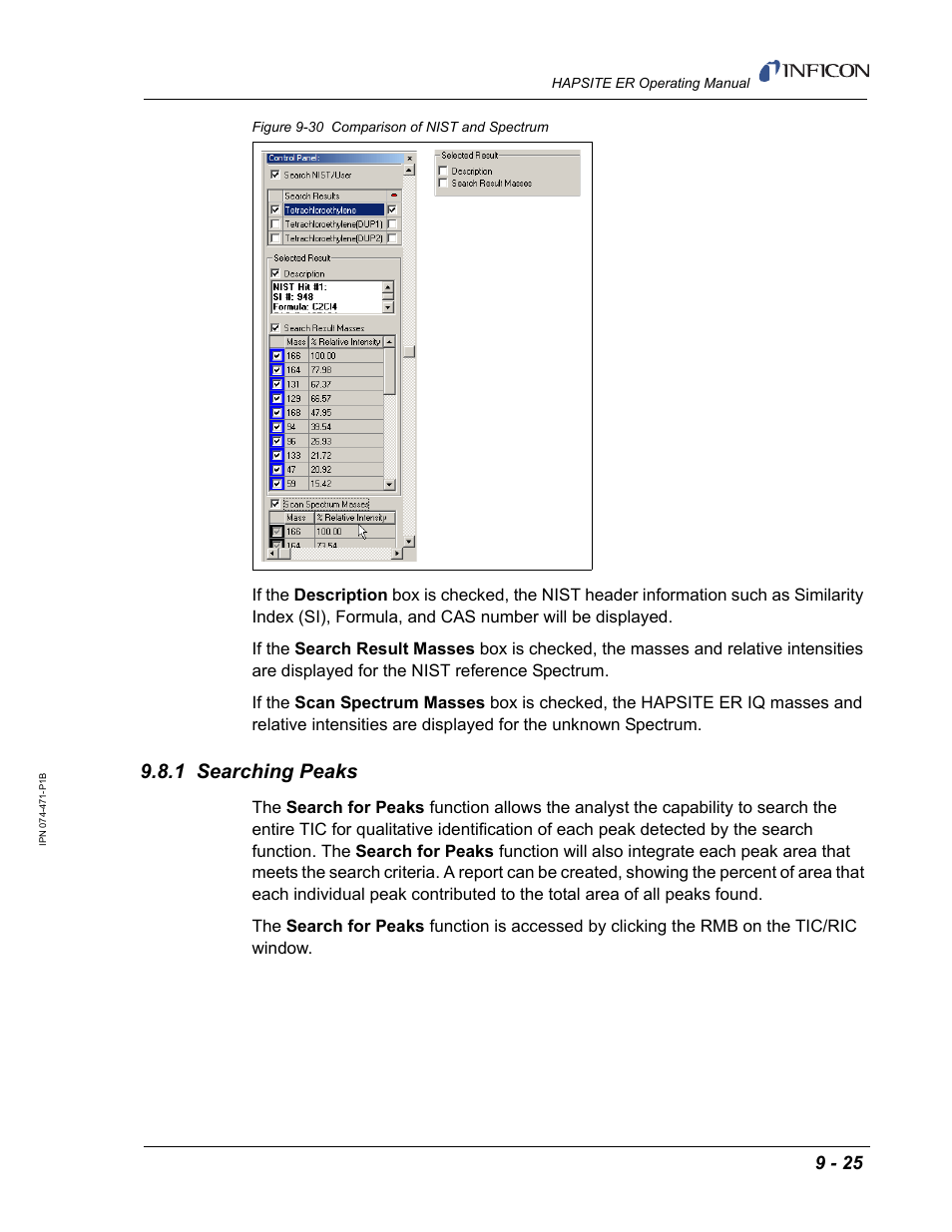 1 searching peaks | INFICON HAPSITE ER Chemical Identification System User Manual | Page 311 / 560