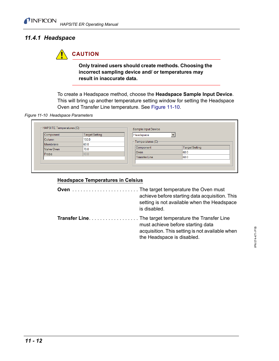 1 headspace | INFICON HAPSITE ER Chemical Identification System User Manual | Page 350 / 560