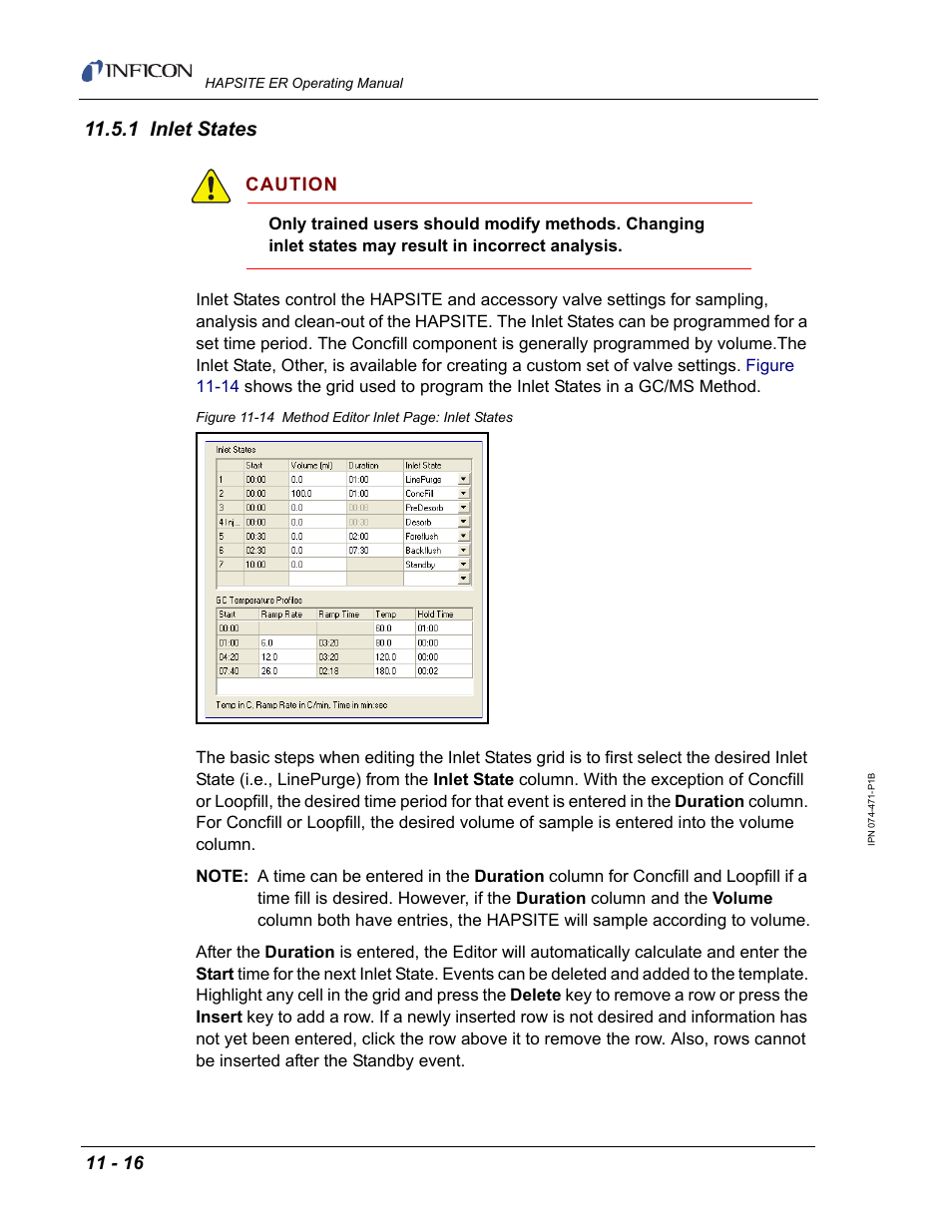 1 inlet states | INFICON HAPSITE ER Chemical Identification System User Manual | Page 354 / 560