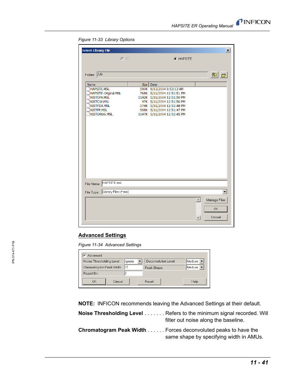 Advanced settings | INFICON HAPSITE ER Chemical Identification System User Manual | Page 379 / 560