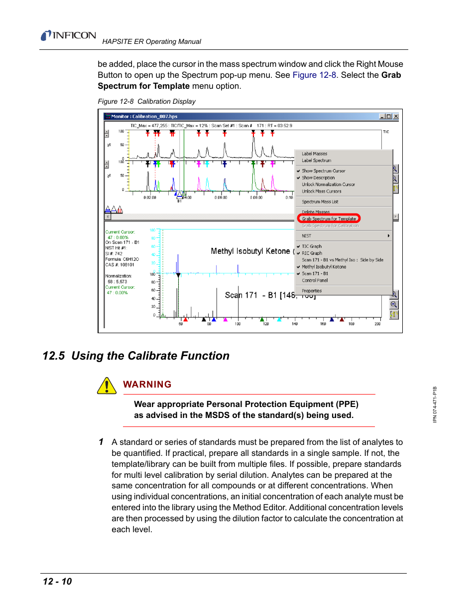 5 using the calibrate function, Figure 12-8 | INFICON HAPSITE ER Chemical Identification System User Manual | Page 406 / 560