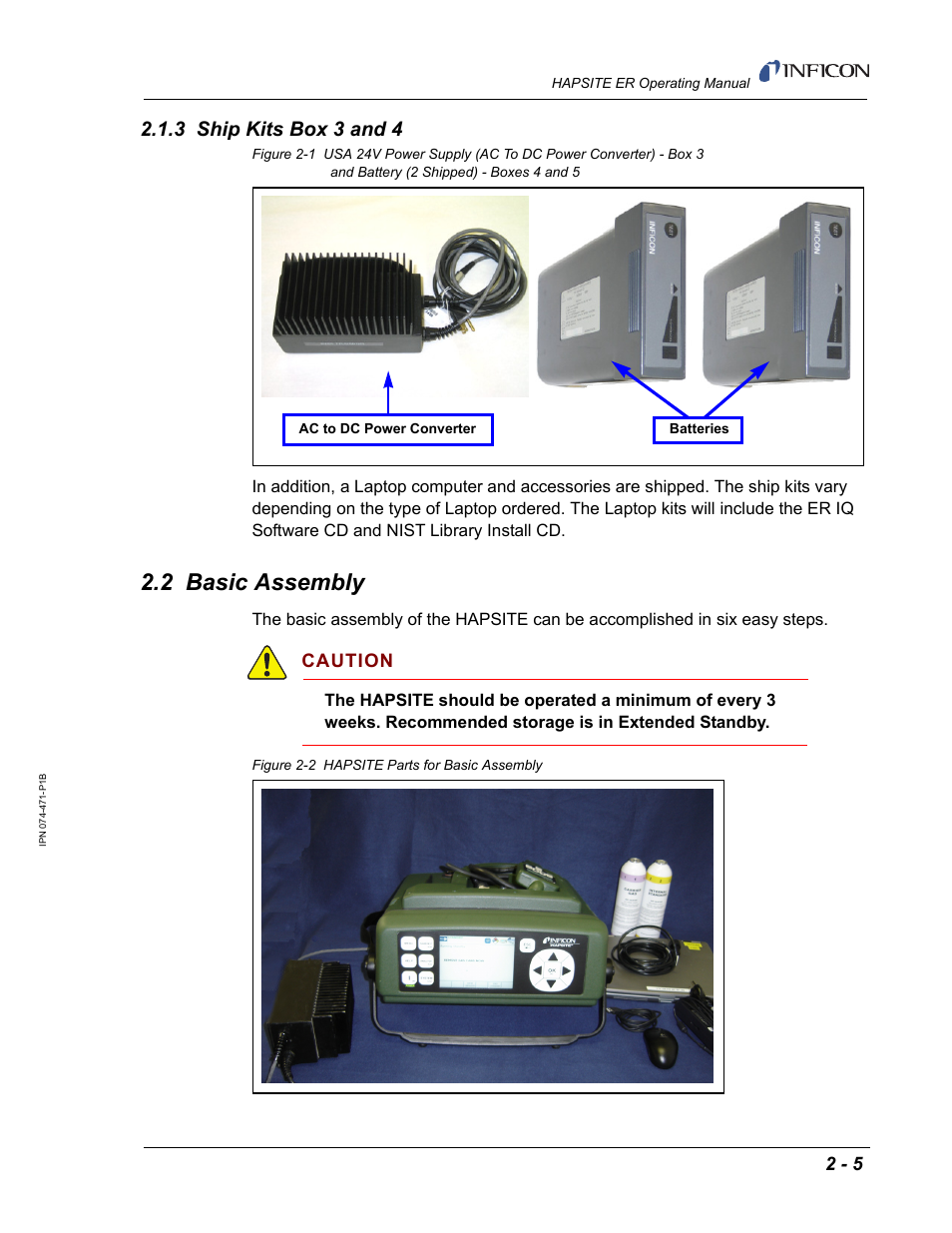 3 ship kits box 3 and 4, 2 basic assembly, Caution | INFICON HAPSITE ER Chemical Identification System User Manual | Page 43 / 560